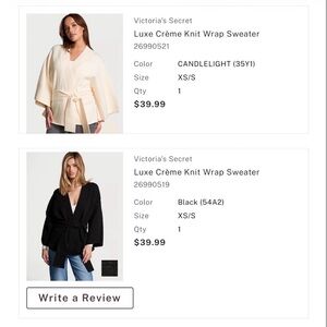 Victoria's Secret Luxe Crème Knit Wrap Sweater - set of 2 - cream and black